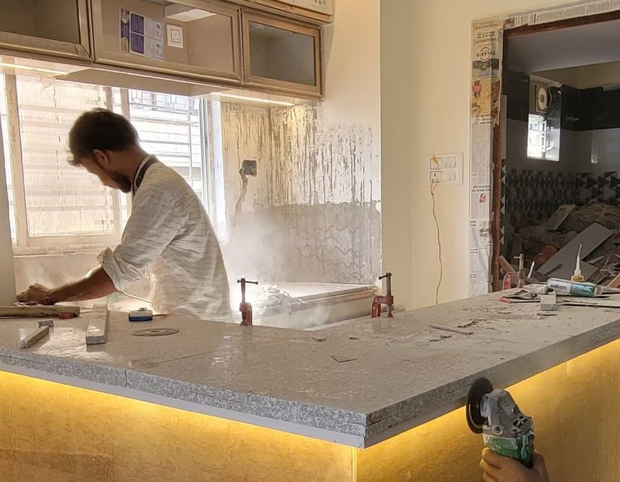 Granite kitchen countertop work
