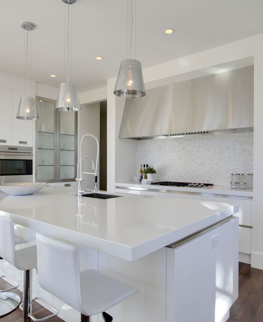 Premium modern kitchen with marble countertop finishing